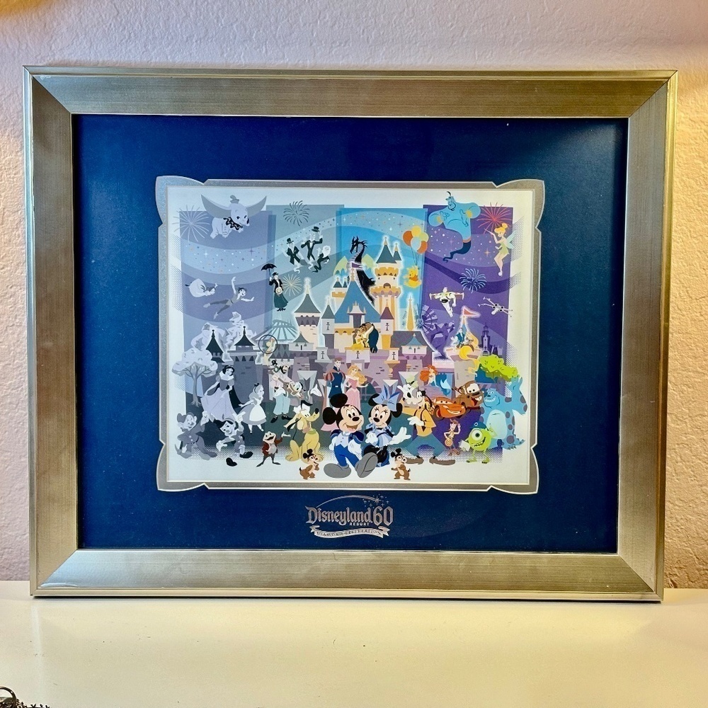 2016 Disneyland Diamond 60th Anniversary Framed Lithograph & Minnie Ears Set - Picture 3 of 11